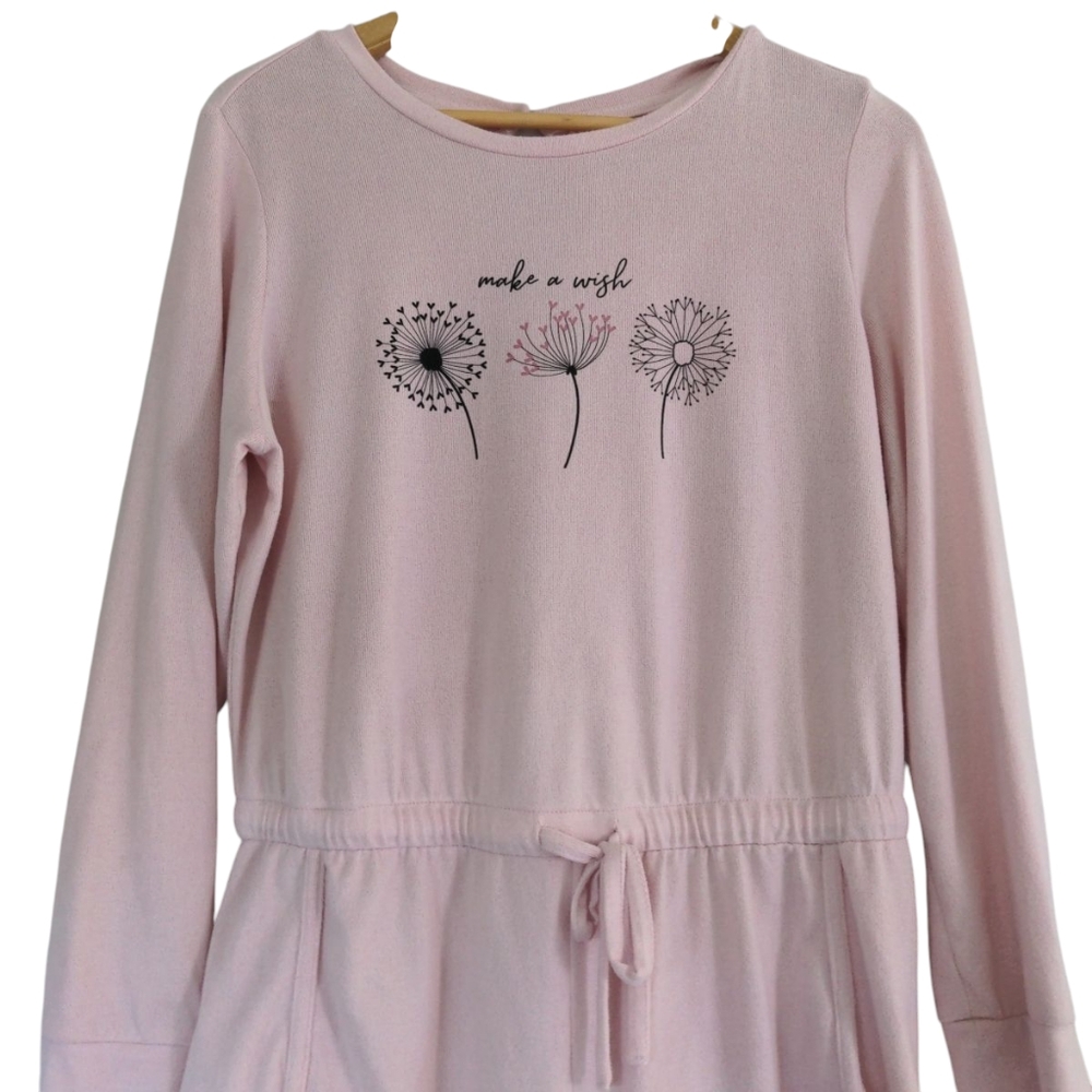 La Vie En Rose Pajama Romper Pink SZ Medium Long Sleeve Jumper Soft Shorts Logo - Picture 3 of 11